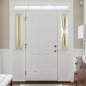 imageNICETOWN Door Curtain Panel Grey French Door Curtains Blackout Thermal Insulated Curtain Sidelight Privacy for WindowLiving RoomDoorwaysClassroom 25W by 72L inches 1 PanelLight Beige