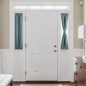 imageNICETOWN Door Curtain Panel Grey French Door Curtains Blackout Thermal Insulated Curtain Sidelight Privacy for WindowLiving RoomDoorwaysClassroom 25W by 72L inches 1 PanelGreyish Blue