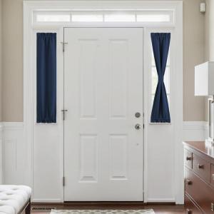 imageNICETOWN Door Curtain Panel Grey French Door Curtains Blackout Thermal Insulated Curtain Sidelight Privacy for WindowLiving RoomDoorwaysClassroom 25W by 72L inches 1 PanelNavy