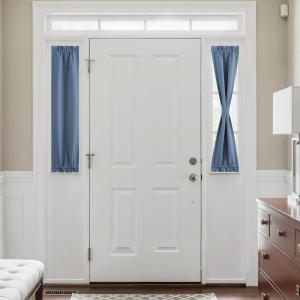 imageNICETOWN Door Curtain Panel Grey French Door Curtains Blackout Thermal Insulated Curtain Sidelight Privacy for WindowLiving RoomDoorwaysClassroom 25W by 72L inches 1 PanelStone Blue