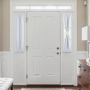 imageNICETOWN Door Curtain Panel Grey French Door Curtains Blackout Thermal Insulated Curtain Sidelight Privacy for WindowLiving RoomDoorwaysClassroom 25W by 72L inches 1 PanelGreyish White