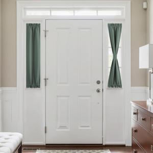 imageNICETOWN Door Curtain Panel Grey French Door Curtains Blackout Thermal Insulated Curtain Sidelight Privacy for WindowLiving RoomDoorwaysClassroom 25W by 72L inches 1 PanelDark Mallard