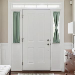 imageNICETOWN Door Curtain Panel Grey French Door Curtains Blackout Thermal Insulated Curtain Sidelight Privacy for WindowLiving RoomDoorwaysClassroom 25W by 72L inches 1 PanelGreyish Green