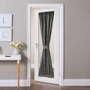 imageNICETOWN Door Curtain Panel Grey French Door Curtains Blackout Thermal Insulated Curtain Sidelight Privacy for WindowLiving RoomDoorwaysClassroom 25W by 72L inches 1 PanelVelvetgrey