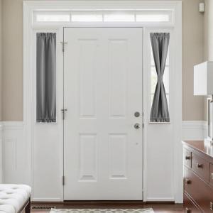 imageNICETOWN Door Curtain Panel Grey French Door Curtains Blackout Thermal Insulated Curtain Sidelight Privacy for WindowLiving RoomDoorwaysClassroom 25W by 72L inches 1 PanelSilver Grey