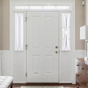 imageNICETOWN Door Curtain Panel Grey French Door Curtains Blackout Thermal Insulated Curtain Sidelight Privacy for WindowLiving RoomDoorwaysClassroom 25W by 72L inches 1 PanelPure White
