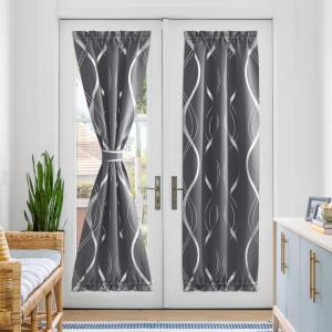imageNICETOWN Door Curtain Panel Grey French Door Curtains Blackout Thermal Insulated Curtain Sidelight Privacy for WindowLiving RoomDoorwaysClassroom 25W by 72L inches 1 PanelFoil Gray
