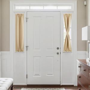 imageNICETOWN Door Curtain Panel Grey French Door Curtains Blackout Thermal Insulated Curtain Sidelight Privacy for WindowLiving RoomDoorwaysClassroom 25W by 72L inches 1 PanelBiscotti Beige