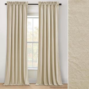 imageNICETOWN Dusty Pink Velvet Curtains and Drapes for Bedroom Home Decor Panels for Home TheatreFilm RoomStage Set of 2 Rod Pocket Design 84 inches Long2  Floral  Beige Floral