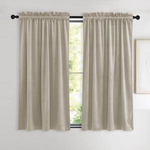 imageNICETOWN Dusty Pink Velvet Curtains and Drapes for Bedroom Home Decor Panels for Home TheatreFilm RoomStage Set of 2 Rod Pocket Design 84 inches LongBrown Series  Camel