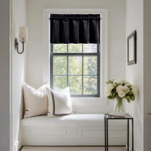 imageNICETOWN Dusty Pink Velvet Curtains and Drapes for Bedroom Home Decor Panels for Home TheatreFilm RoomStage Set of 2 Rod Pocket Design 84 inches LongBlack Series  Black