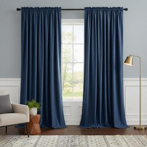 imageNICETOWN Dusty Pink Velvet Curtains and Drapes for Bedroom Home Decor Panels for Home TheatreFilm RoomStage Set of 2 Rod Pocket Design 84 inches LongBlue Series  Blue