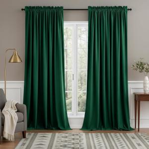 imageNICETOWN Dusty Pink Velvet Curtains and Drapes for Bedroom Home Decor Panels for Home TheatreFilm RoomStage Set of 2 Rod Pocket Design 84 inches LongGreen Series  Emerald Green