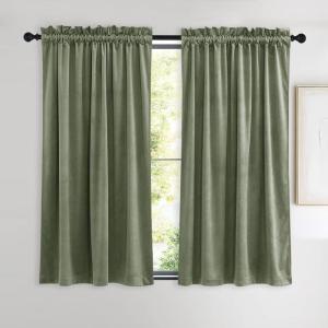 imageNICETOWN Dusty Pink Velvet Curtains and Drapes for Bedroom Home Decor Panels for Home TheatreFilm RoomStage Set of 2 Rod Pocket Design 84 inches LongGreen Series  Sage Green