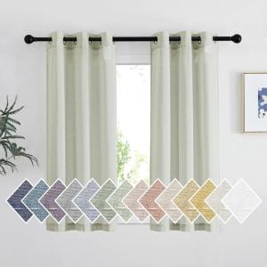 imageNICETOWN Kitchen Curtains 45 inch Length Grommet Short Curtains Semi Sheer Linen Drapes Privacy with Light Filtering for BedroomBasement Citrine W52 x L45 2 PanelsSage Green