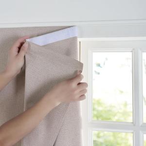 imageNICETOWN Natural Sand Linen Self Adhesive 100 Blackout RV Curtain Drape No Drill Easy to Install Camper Curtains for Kitchen Window Cover W35 x L63 1 PanelNatural Sand