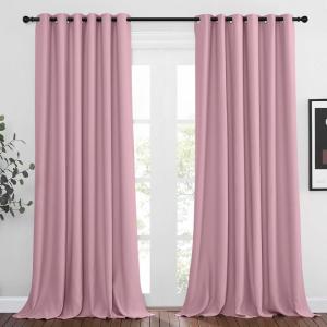 imageNICETOWN Room Darkening Grommet Curtain Panels  Living Room Curtains Thermal Insulated Window Treatments Privacy Draperies for Patio W80 x L108 Crystal Pink 1 Pair