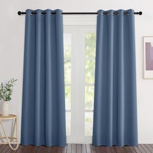 imageNICETOWN Stone Blue Curtains 84 inch Length 2 Panels Grommet Thermal Insulated Window Treatments Light amp Sound Reducing Drapes for Living RoomBedroom W46 x L84