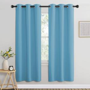 imageNICETOWN Window Curtains 72 inches Long Thermal Insulated Grommet Room Darkening Window Treatments for BedroomLiving Room Teal Blue Set of 2 W37 x L72