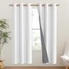 imageNICETOWN 100 Absolutely Blackout Linen Curtains with Thermal Insulated Liner Greyish White 42 Wide 72 Length Energy Saving Curtains for Classroom 2 Panels Set Vertical Blinds