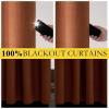 imageNICETOWN 100 Absolutely Blackout Linen Curtains with Thermal Insulated Liner Terracotta 52 Wide 2 Panels 90 inches Long Drapes Grommet Retro Linen Curtains Vertical Drapes Privacy for Bedroom