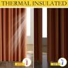 imageNICETOWN 100 Absolutely Blackout Linen Curtains with Thermal Insulated Liner Terracotta 52 Wide 2 Panels 90 inches Long Drapes Grommet Retro Linen Curtains Vertical Drapes Privacy for Bedroom