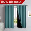 imageNICETOWN 100 Blackout Short Curtains with Black Liners 2 Panels 37 W by 63 L Sea Teal Solid Thermal Insulated Full Blackout 2Layer Lined Drapes Energy Efficiency Window Draperies for Bedroom