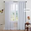 imageNICETOWN Blackout Curtain Liners for Sheer Curtains Cold Heat Light Noise Blocking Liners with Rings Easy to Open and Closed Thermal Liners for 54 inches Long Curtains 1 Pair 50 x 50 Per PanelPlatinum White