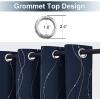 imageNICETOWN Blackout Short Curtains Panels for Bedroom Microfiber Noise Reducing Thermal Insulated Wave Line Foil Print Design Drapes for Office Classroom Stone Blue 2 Panels 52 x 54 InchNavy