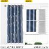 imageNICETOWN Blackout Short Curtains Panels for Bedroom Microfiber Noise Reducing Thermal Insulated Wave Line Foil Print Design Drapes for Office Classroom Stone Blue 2 Panels 52 x 54 Inch1  Stone Blue