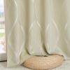 imageNICETOWN Blackout Short Curtains Panels for Bedroom Microfiber Noise Reducing Thermal Insulated Wave Line Foil Print Design Drapes for Office Classroom Stone Blue 2 Panels 52 x 54 Inch100 Blackout  Beige