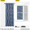 imageNICETOWN Blackout Short Curtains Panels for Bedroom Microfiber Noise Reducing Thermal Insulated Wave Line Foil Print Design Drapes for Office Classroom Stone Blue 2 Panels 52 x 54 Inch1  Stone Blue