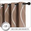 imageNICETOWN Blackout Short Curtains Panels for Bedroom Microfiber Noise Reducing Thermal Insulated Wave Line Foil Print Design Drapes for Office Classroom Stone Blue 2 Panels 52 x 54 Inch1  Cappuccino