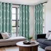 imageNICETOWN Blackout Short Curtains Panels for Bedroom Microfiber Noise Reducing Thermal Insulated Wave Line Foil Print Design Drapes for Office Classroom Stone Blue 2 Panels 52 x 54 Inch100 Blackout  Aqua Blue