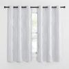 imageNICETOWN Blackout Short Curtains Panels for Bedroom Microfiber Noise Reducing Thermal Insulated Wave Line Foil Print Design Drapes for Office Classroom Stone Blue 2 Panels 52 x 54 Inch1  Greyish White