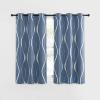 imageNICETOWN Blackout Short Curtains Panels for Bedroom Microfiber Noise Reducing Thermal Insulated Wave Line Foil Print Design Drapes for Office Classroom Stone Blue 2 Panels 52 x 54 Inch1  Stone Blue