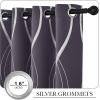 imageNICETOWN Blackout Short Curtains Panels for Bedroom Microfiber Noise Reducing Thermal Insulated Wave Line Foil Print Design Drapes for Office Classroom Stone Blue 2 Panels 52 x 54 Inch1  Greyish Purple