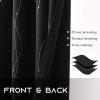 imageNICETOWN Blackout Short Curtains Panels for Bedroom Microfiber Noise Reducing Thermal Insulated Wave Line Foil Print Design Drapes for Office Classroom Stone Blue 2 Panels 52 x 54 Inch4  Black