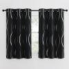 imageNICETOWN Blackout Short Curtains Panels for Bedroom Microfiber Noise Reducing Thermal Insulated Wave Line Foil Print Design Drapes for Office Classroom Stone Blue 2 Panels 52 x 54 Inch1  Black