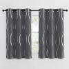 imageNICETOWN Blackout Short Curtains Panels for Bedroom Microfiber Noise Reducing Thermal Insulated Wave Line Foil Print Design Drapes for Office Classroom Stone Blue 2 Panels 52 x 54 Inch1  Grey