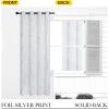 imageNICETOWN Blackout Short Curtains Panels for Bedroom Microfiber Noise Reducing Thermal Insulated Wave Line Foil Print Design Drapes for Office Classroom Stone Blue 2 Panels 52 x 54 Inch1  Greyish White