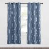 imageNICETOWN Blackout Short Curtains Panels for Bedroom Microfiber Noise Reducing Thermal Insulated Wave Line Foil Print Design Drapes for Office Classroom Stone Blue 2 Panels 52 x 54 Inch1  Stone Blue