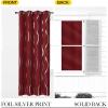 imageNICETOWN Blackout Short Curtains Panels for Bedroom Microfiber Noise Reducing Thermal Insulated Wave Line Foil Print Design Drapes for Office Classroom Stone Blue 2 Panels 52 x 54 Inch1  Burgundy Red