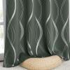 imageNICETOWN Blackout Short Curtains Panels for Bedroom Microfiber Noise Reducing Thermal Insulated Wave Line Foil Print Design Drapes for Office Classroom Stone Blue 2 Panels 52 x 54 Inch1  Dark Mallard
