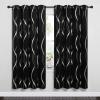 imageNICETOWN Blackout Short Curtains Panels for Bedroom Microfiber Noise Reducing Thermal Insulated Wave Line Foil Print Design Drapes for Office Classroom Stone Blue 2 Panels 52 x 54 Inch1  Black