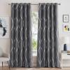 imageNICETOWN Blackout Short Curtains Panels for Bedroom Microfiber Noise Reducing Thermal Insulated Wave Line Foil Print Design Drapes for Office Classroom Stone Blue 2 Panels 52 x 54 Inch1  Grey