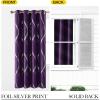 imageNICETOWN Blackout Short Curtains Panels for Bedroom Microfiber Noise Reducing Thermal Insulated Wave Line Foil Print Design Drapes for Office Classroom Stone Blue 2 Panels 52 x 54 Inch1  Royal Purple