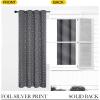 imageNICETOWN Blackout Short Curtains Panels for Bedroom Microfiber Noise Reducing Thermal Insulated Wave Line Foil Print Design Drapes for Office Classroom Stone Blue 2 Panels 52 x 54 Inch3  Grey