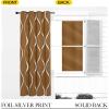 imageNICETOWN Blackout Short Curtains Panels for Bedroom Microfiber Noise Reducing Thermal Insulated Wave Line Foil Print Design Drapes for Office Classroom Stone Blue 2 Panels 52 x 54 Inch1  Gold Brown