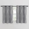 imageNICETOWN Blackout Short Curtains Panels for Bedroom Microfiber Noise Reducing Thermal Insulated Wave Line Foil Print Design Drapes for Office Classroom Stone Blue 2 Panels 52 x 54 Inch1  Silver Grey